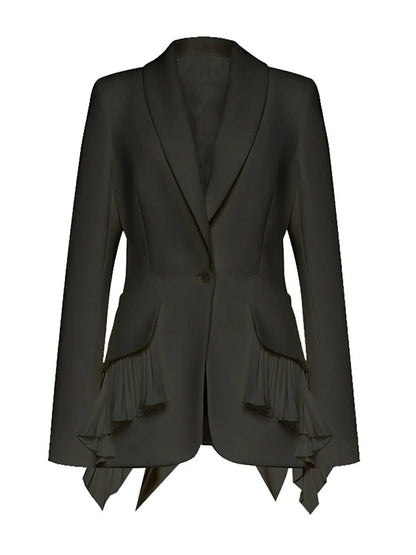 Long Sleeve Pleated Ruffle Blazer