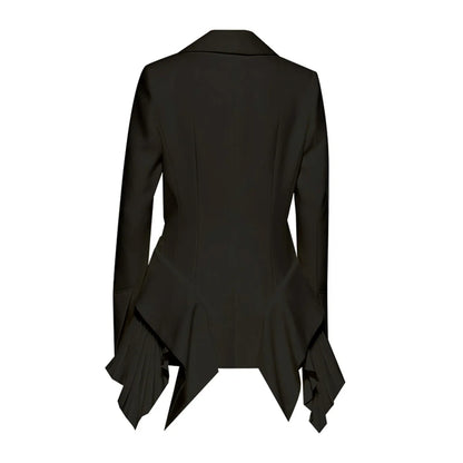 Long Sleeve Pleated Ruffle Blazer