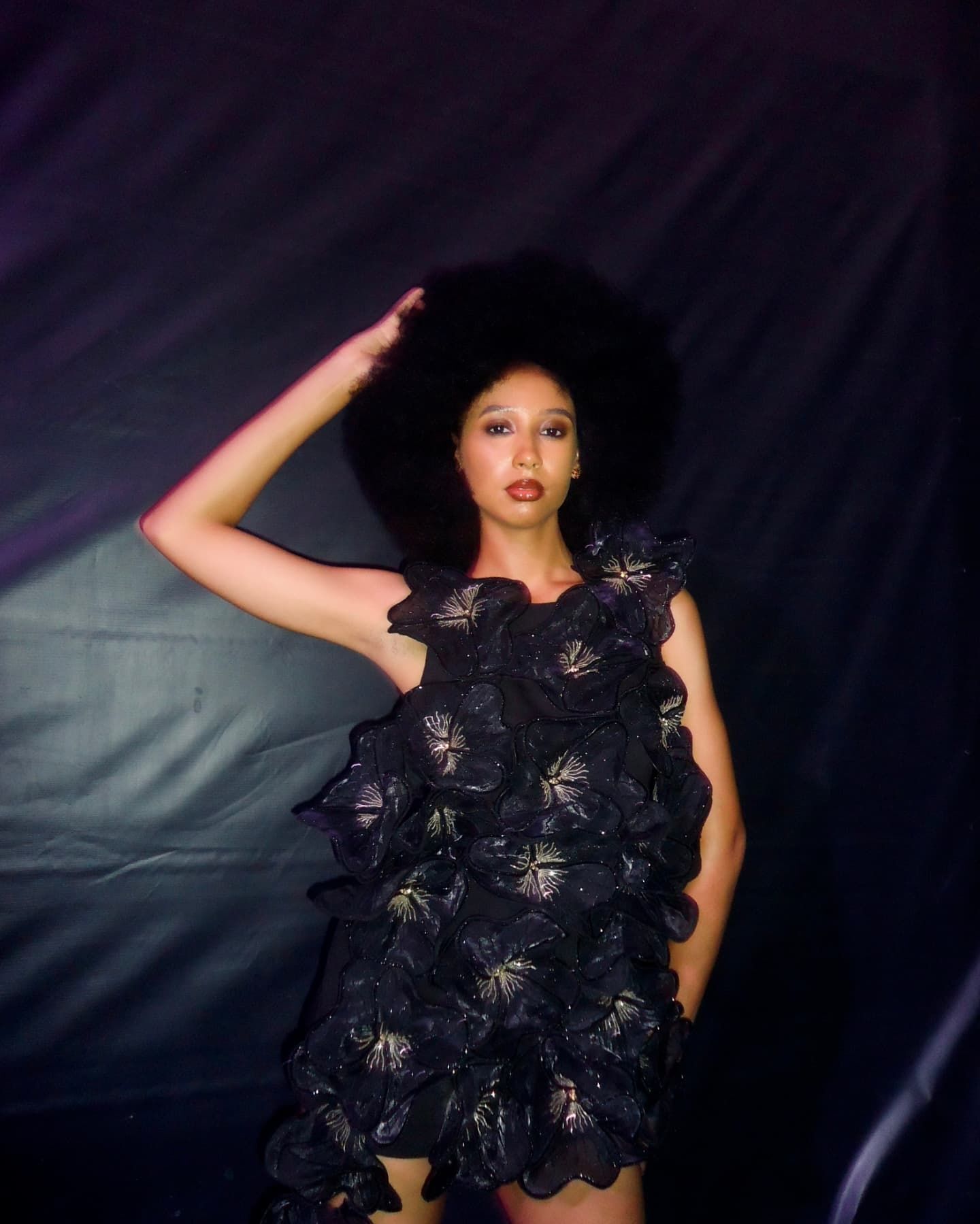 Mesh Floral Detail Dress Black HV2546