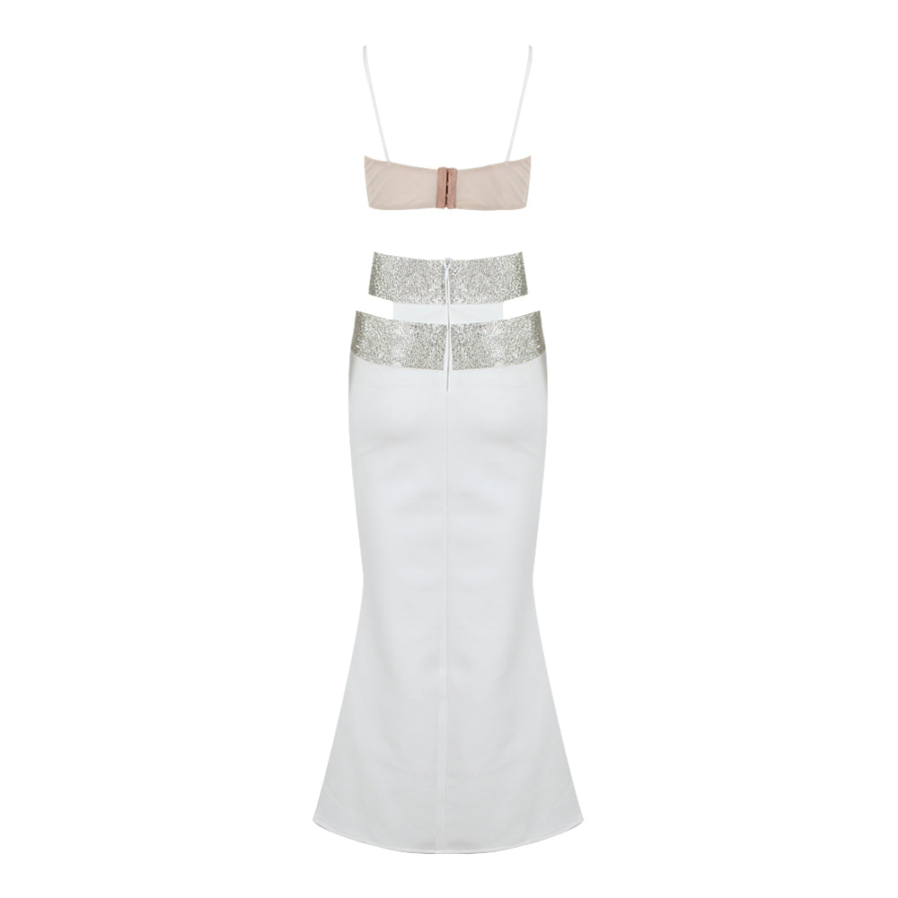 Sparkly Two Piece Maxi Dress White HV9773