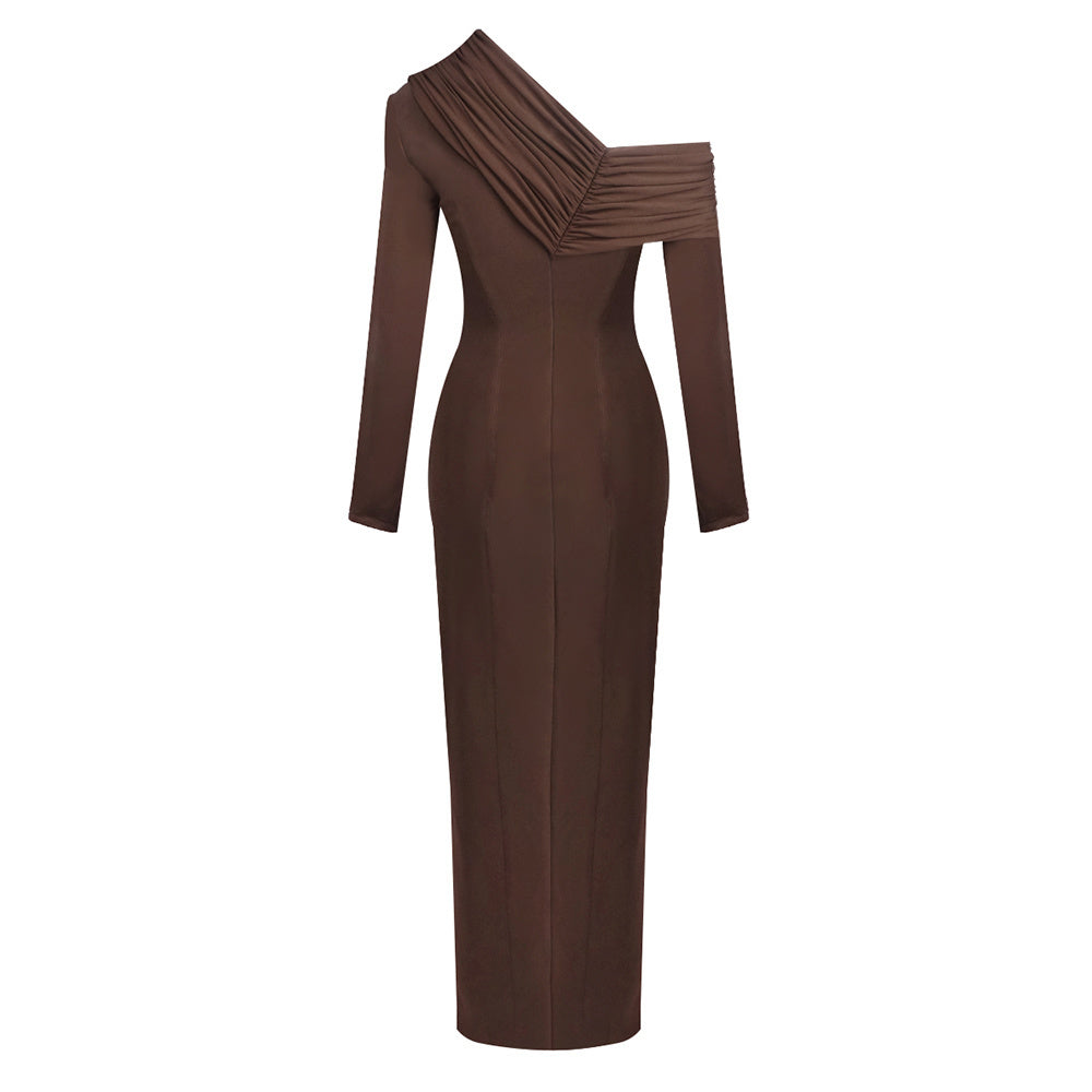 Long Sleeve Draped Detail Maxi Dress HV0057