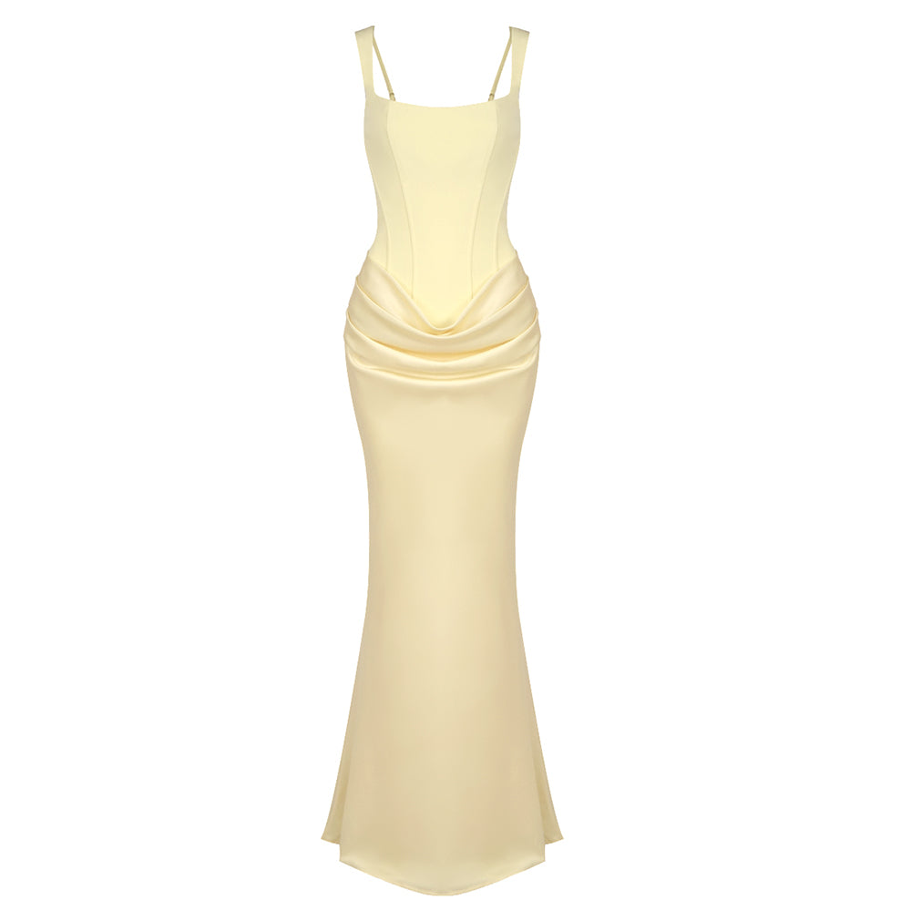 Draped Corset Maxi Dress Light Blue HV0071