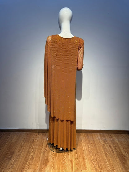 Long Sleeve Sparkly Maxi Dress Orange HV2796
