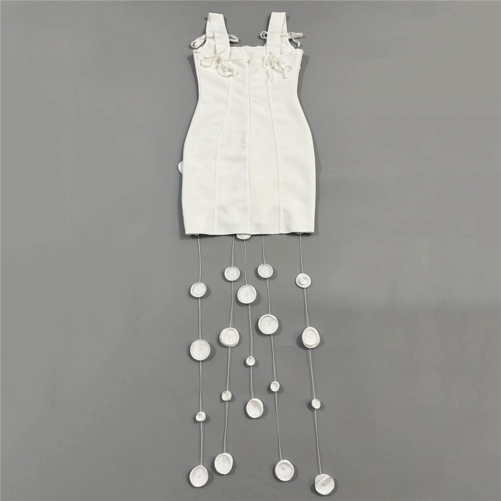 String Detail Structured Dress White HV3097