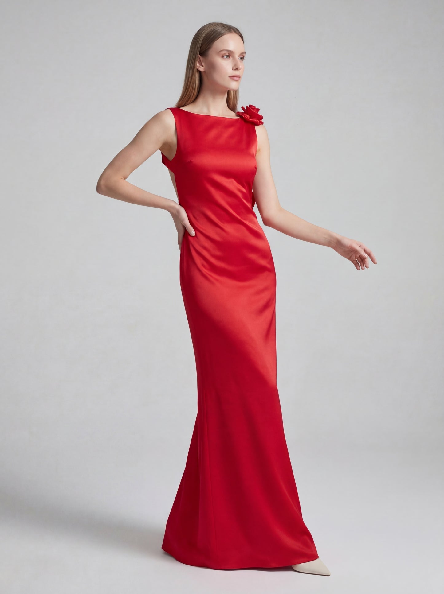 Floral Backless Maxi Dress Red HV2865