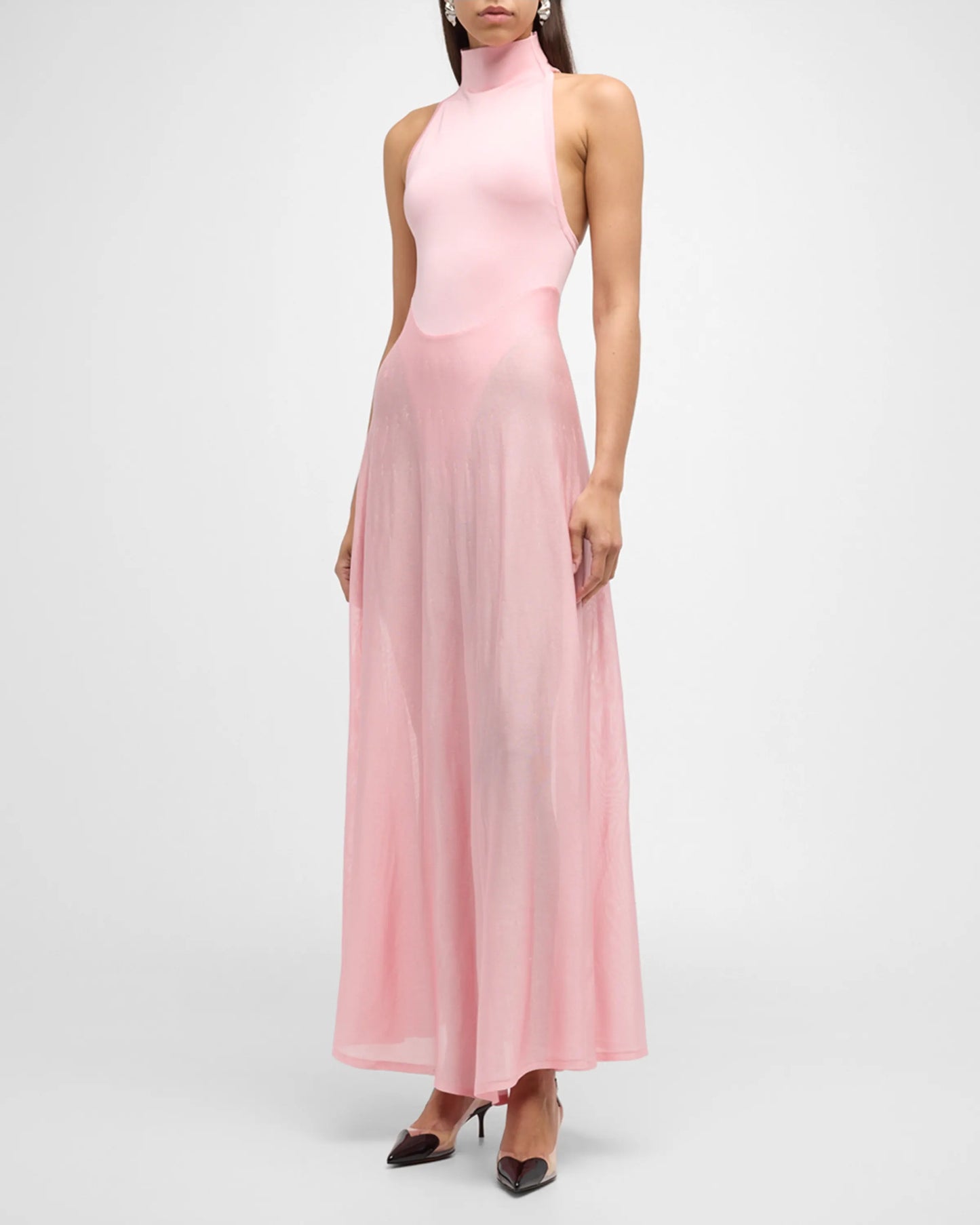 Halter A Line Maxi Dress Pink HV1567