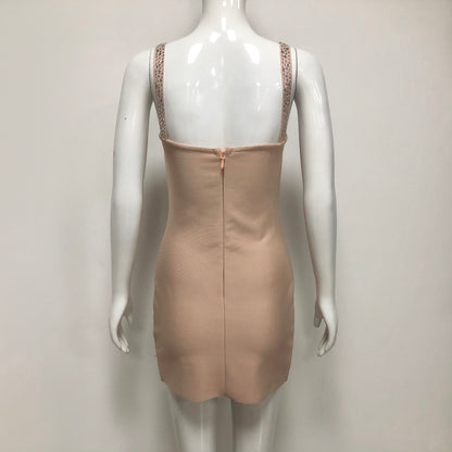 Crystal Bow Detail Dress Nude HV2765