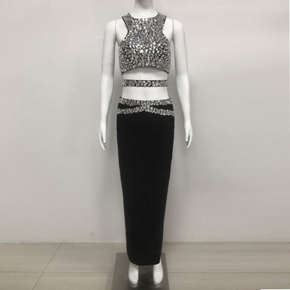 Crystal Overlay Maxi Dress Black HV