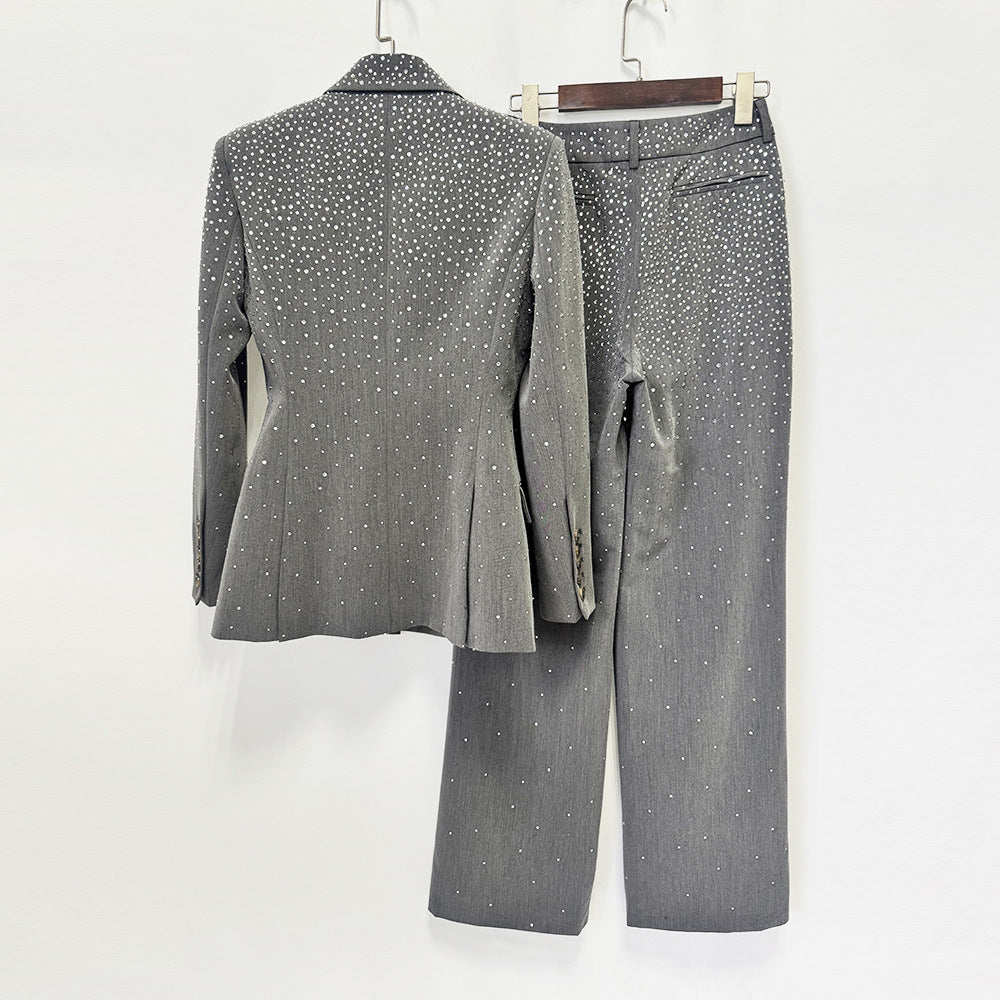 Crystal Embellished Suit Grey HV3064