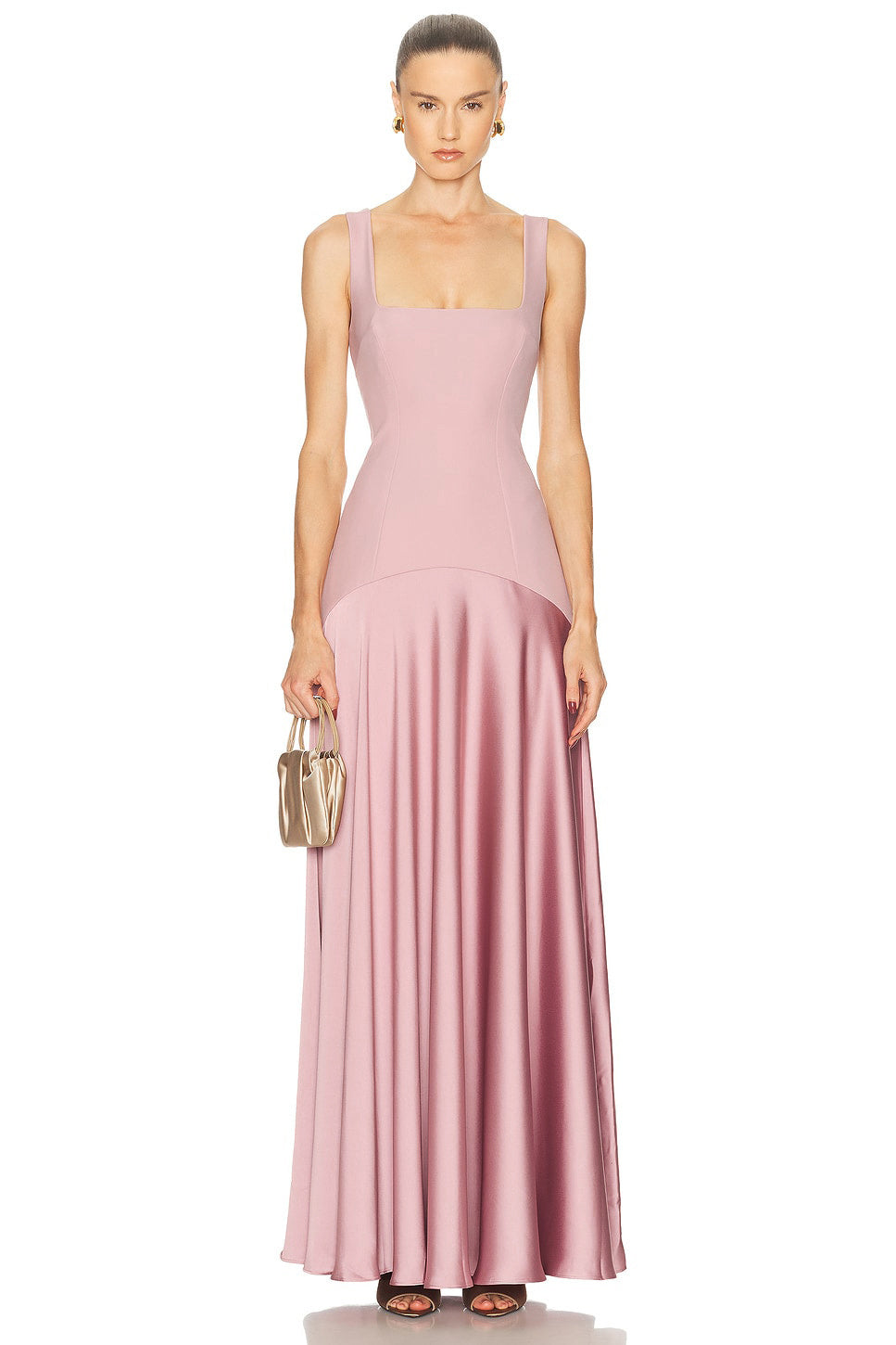 Silk Insert A Line Maxi Dress  HV0085