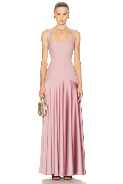 Silk Insert A Line Maxi Dress  HV0085