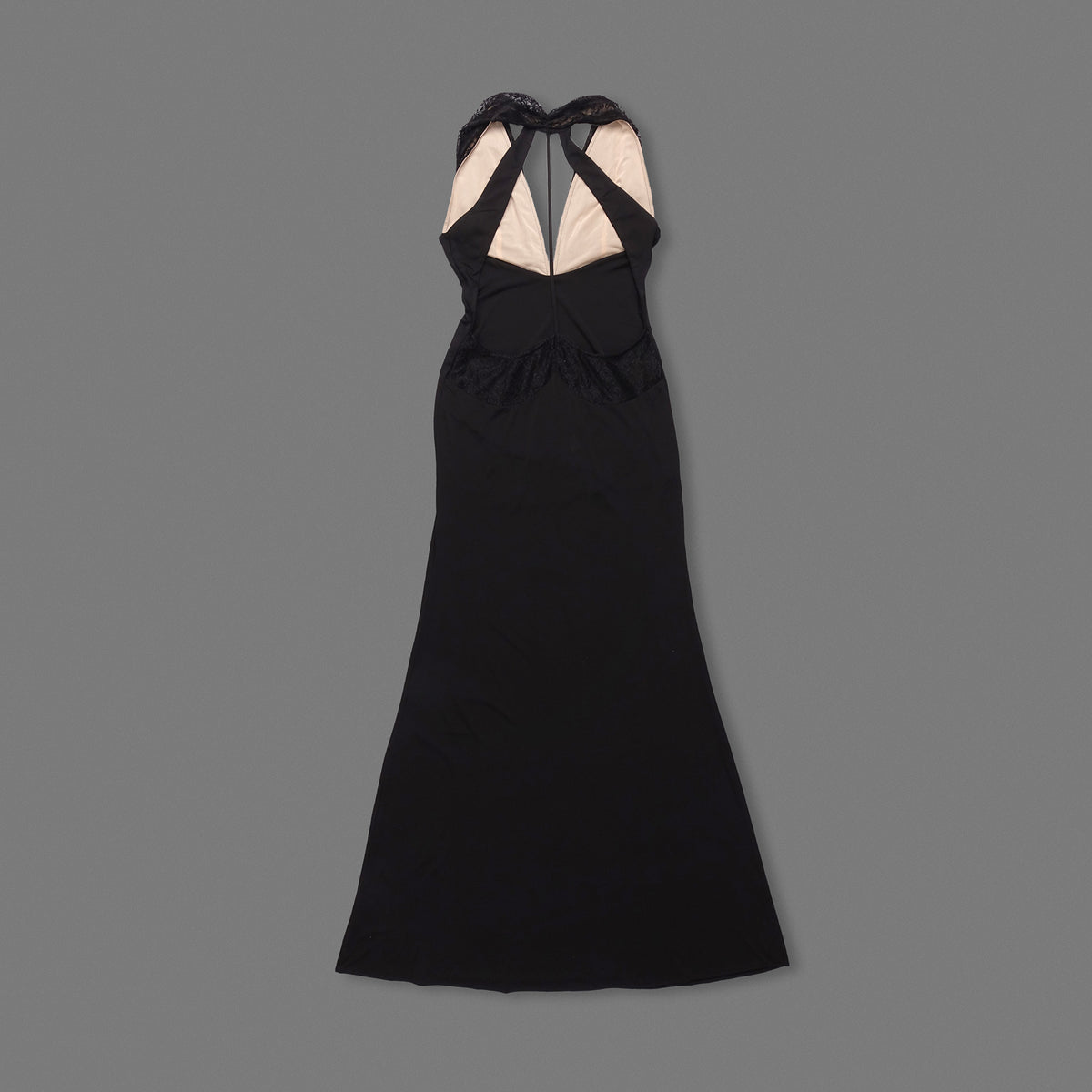 Halter Lace Bustier Maxi Dress Black HV0153