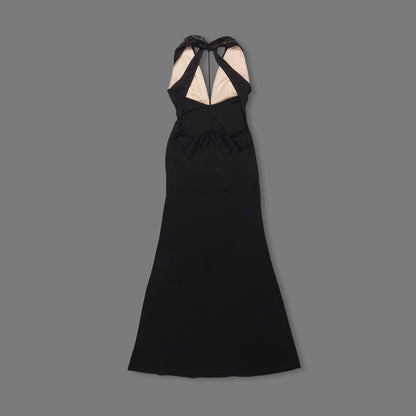 Halter Lace Bustier Maxi Dress Black HV0153