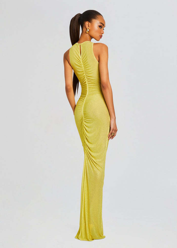Embellished Ruched Maxi Dress Yellow HV2738
