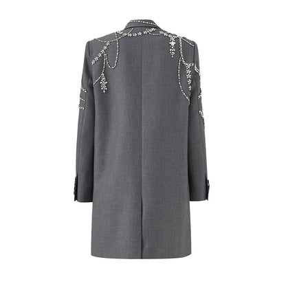 Long Sleeve Crystal Embellished Blazer