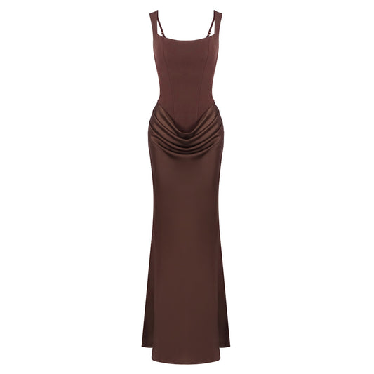 Draped Corset Maxi Dress HV0071