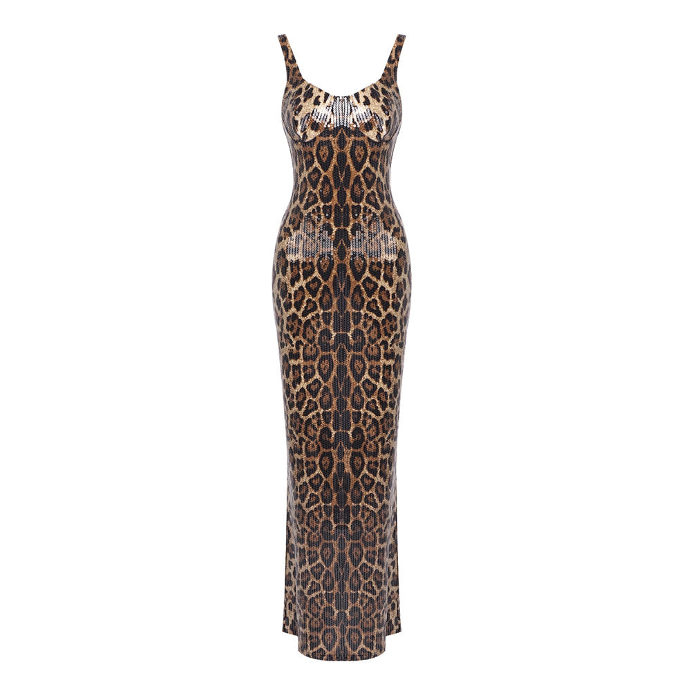 Cape Animal Print Maxi Dress HV0036