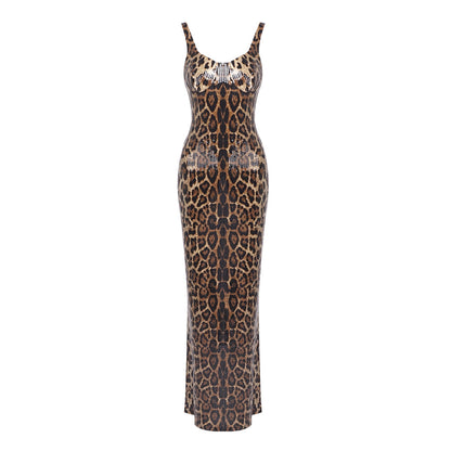 Cape Animal Print Maxi Dress HV0036