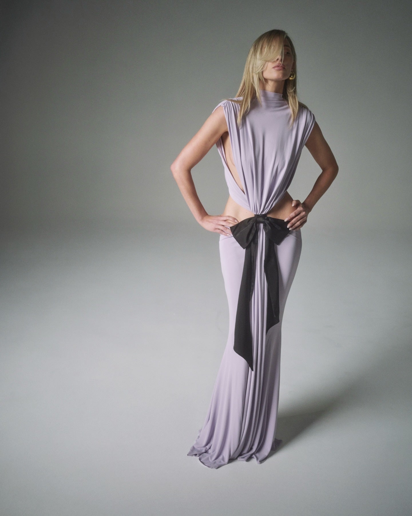 Bow Backless Maxi Dress Lavender HV2269