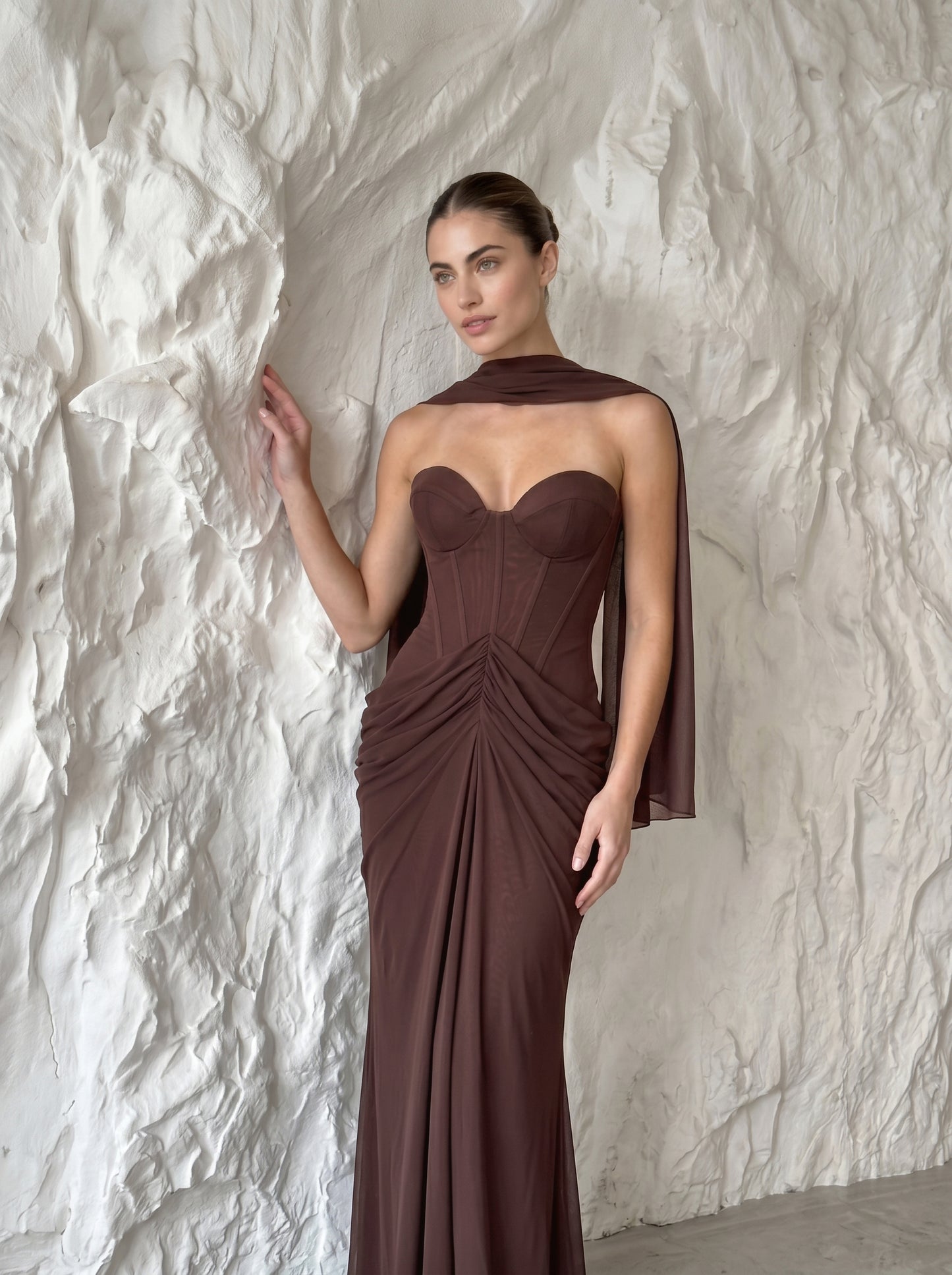Strapless Draped Maxi Dress HV2692