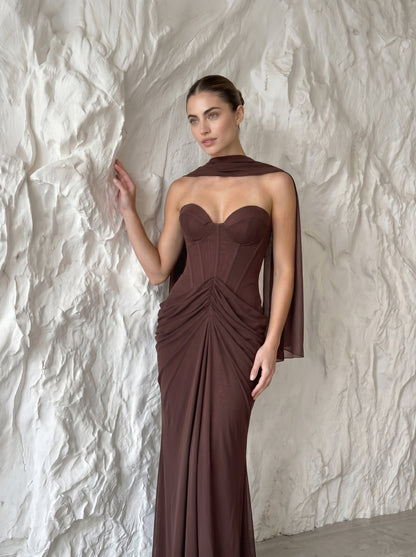 Strapless Draped Maxi Dress HV2692