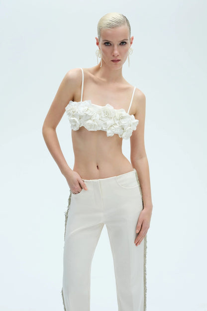 Floral Detail Two Piece Jumpsuit White HV2634