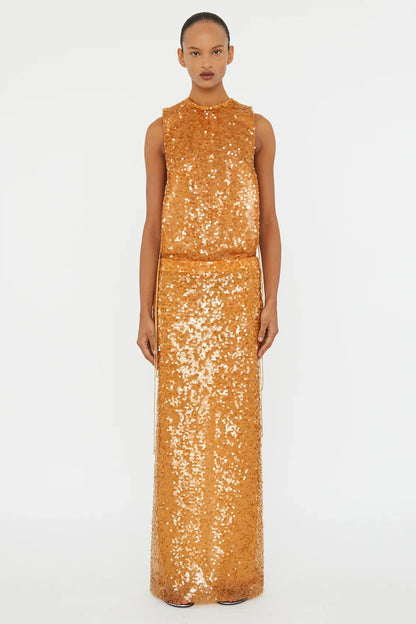 Sequin Maxi Dress Orange HV0014