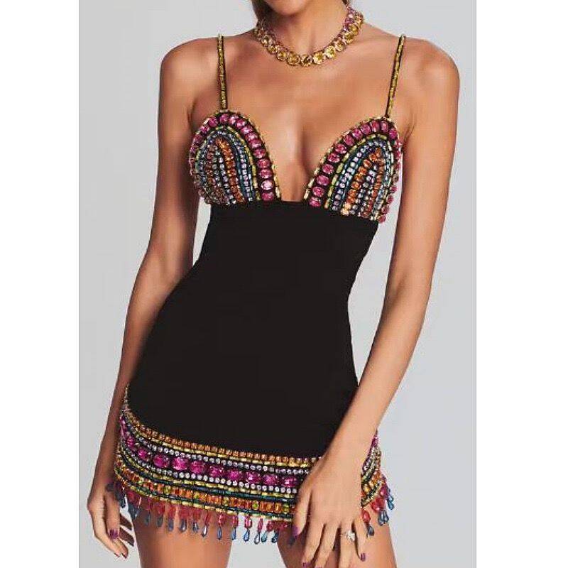 Embellished Bustier Dress Black HV1221