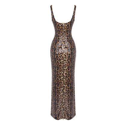 Cape Animal Print Maxi Dress HV0036
