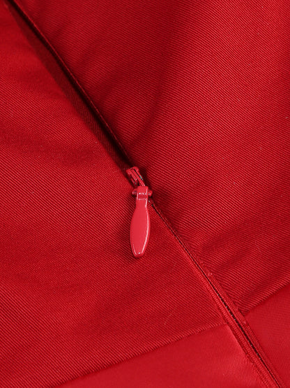 Strapless Bow Detail Midi Dress Red