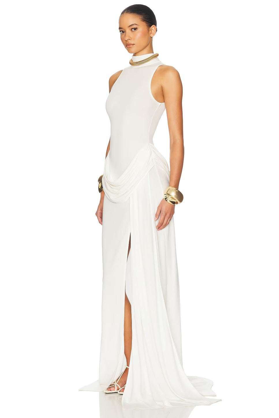 Draped Detail Maxi Dress White HV2650