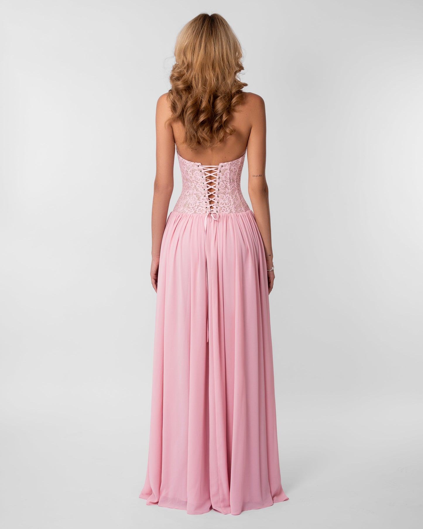 Halter Lace Corset A Line Maxi Dress HV0149