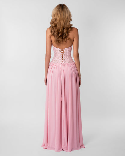 Halter Lace Corset A Line Maxi Dress HV0149