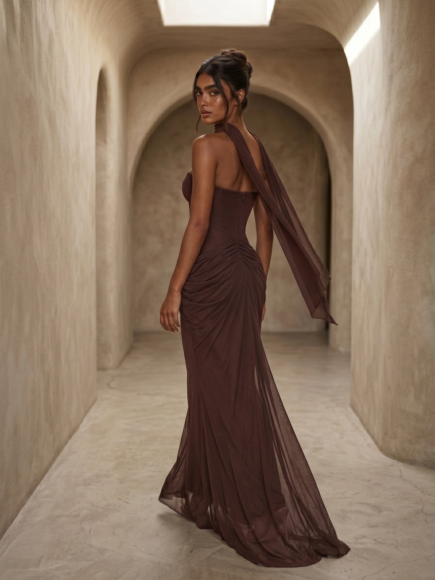 Strapless Draped Maxi Dress HV2692