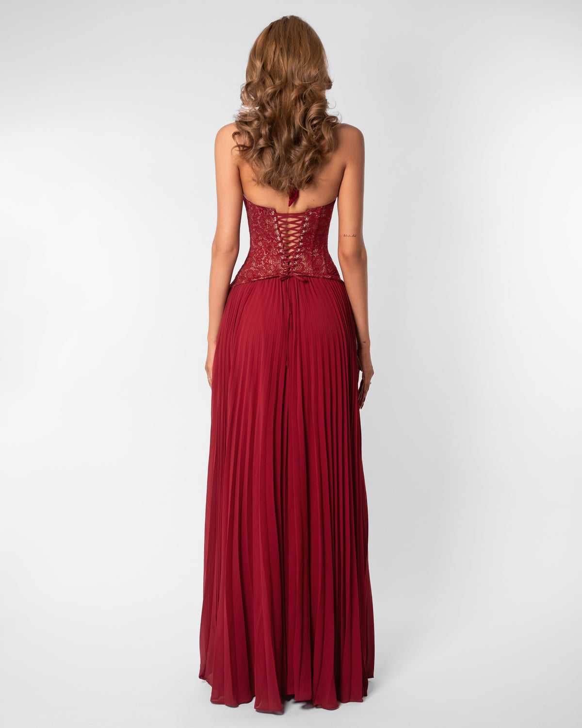 Halter Pleated Corset Maxi Dress HV0095