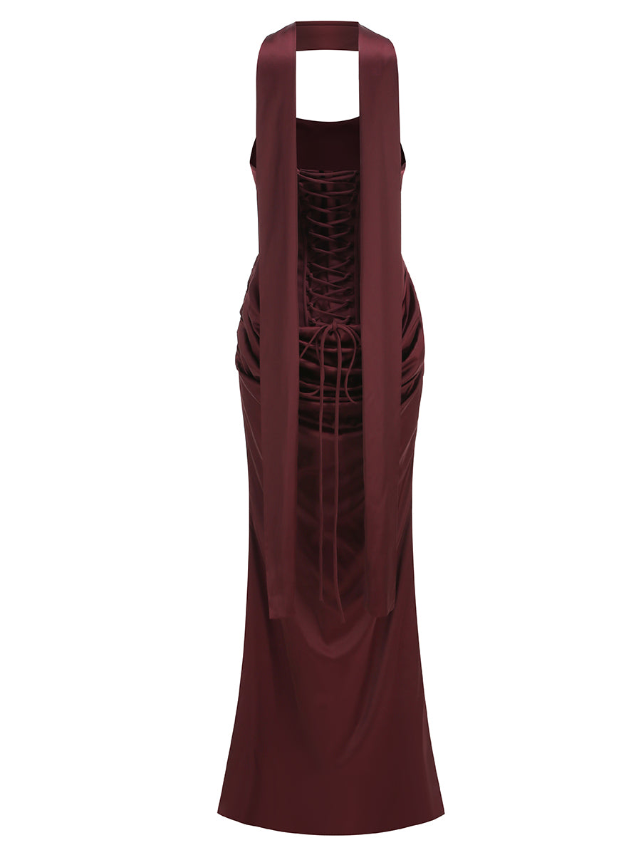 Strapless Draped Corset Maxi Dress HV3156