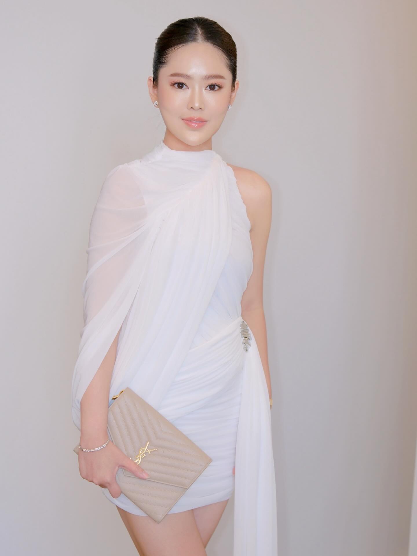 One Shoulder Draped Dress White HV0077