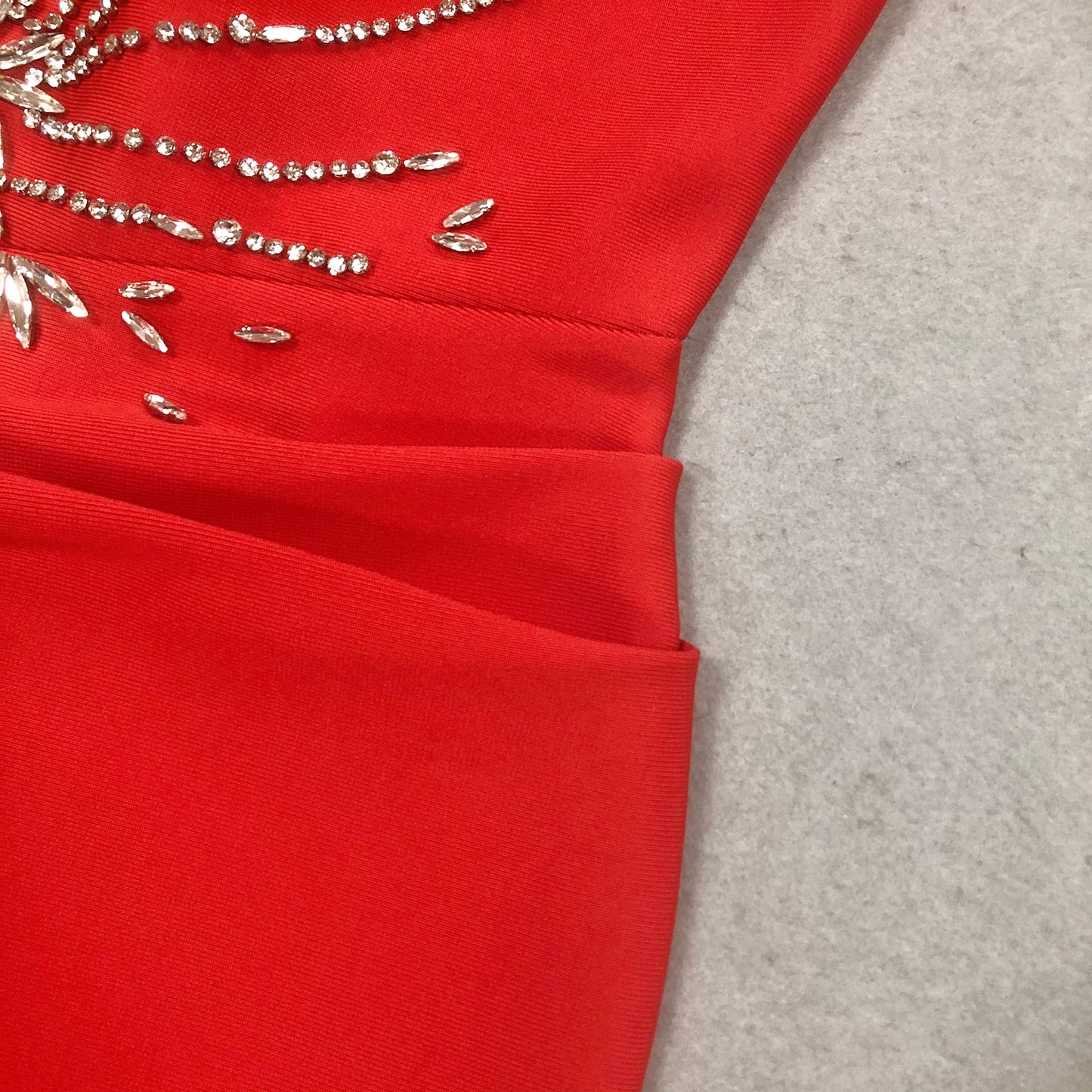 Crystal Draped Maxi Dress Red