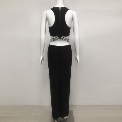 Crystal Overlay Maxi Dress Black HV