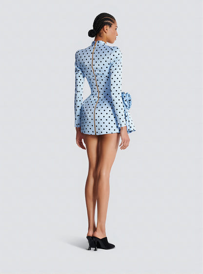 Long Sleeve Floral Polka Dot Dress Green HV1964