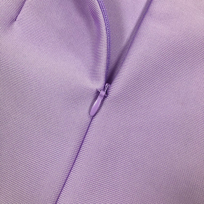Pearl Bustier Feather Detail Midi Dress Purple HV1800