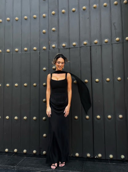 Draped Corset Maxi Dress HV0071