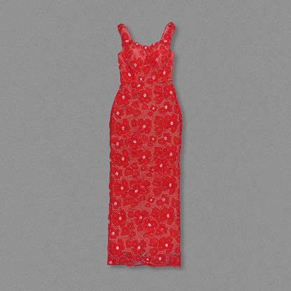 Crystal Floral Maxi Dress Red HV