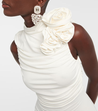 Flower Detail Ruched Midi Dress HV1443