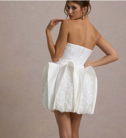 Strapless Puff Dress White