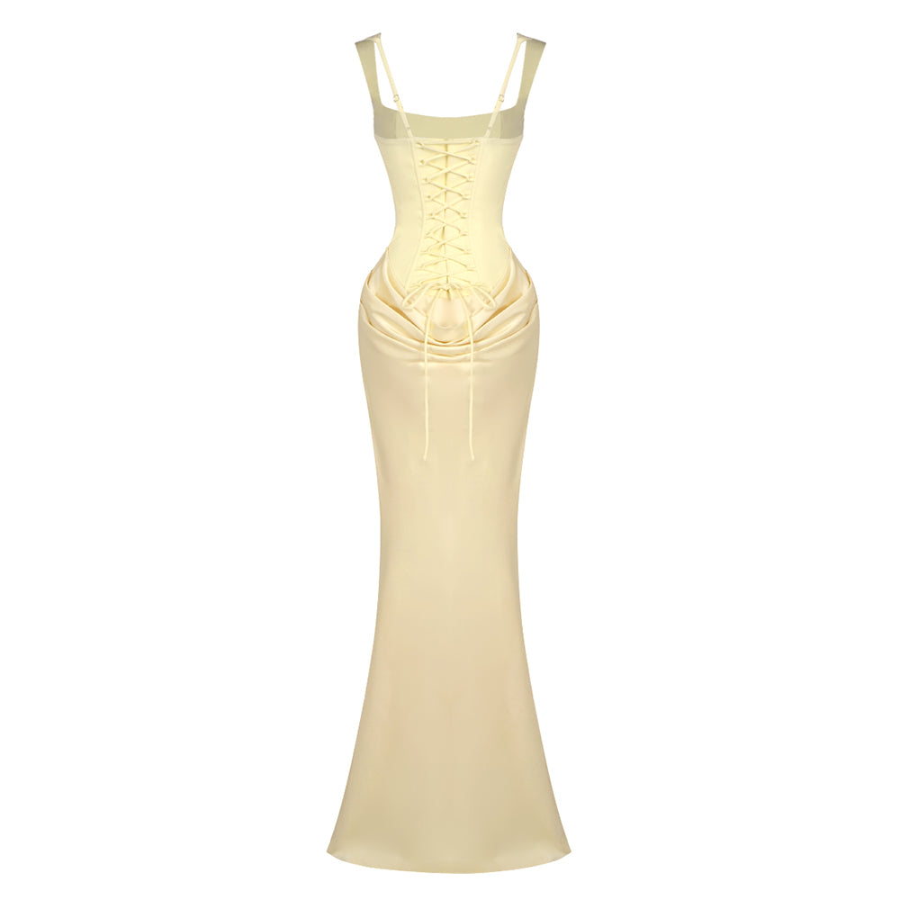 Draped Corset Maxi Dress Light Blue HV0071
