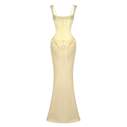 Draped Corset Maxi Dress Light Blue HV0071