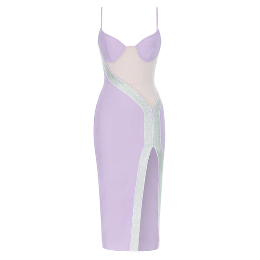 Bustier Midi Dress Lavender Silver HV8448