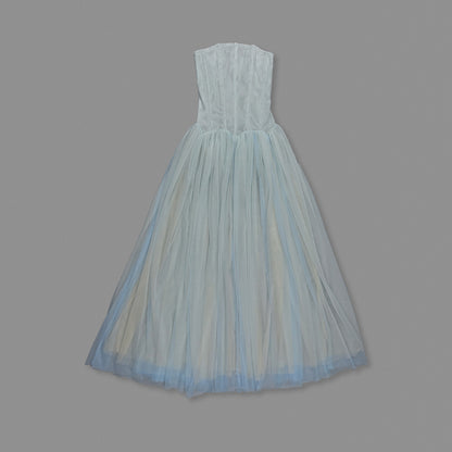 Strapless A Line Maxi Dress Blue HV0086