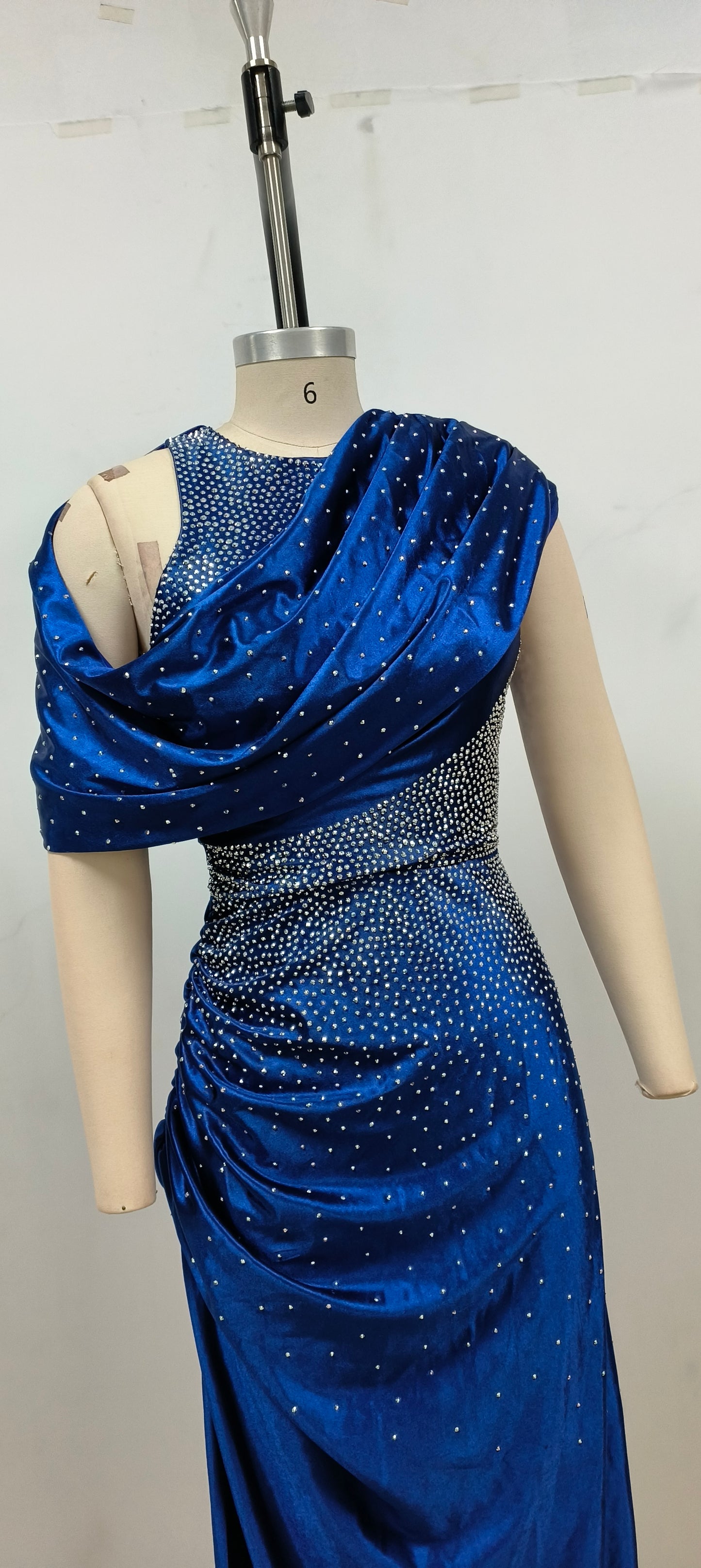 Studded Draped Maxi Dress Blue HV1636